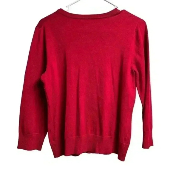 Cable & Gauge Red Embellished Sweater Cardigan Size Medium - Picture 5 of 6